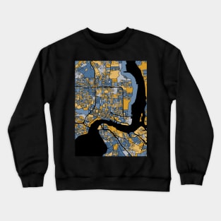 Jacksonville Map Pattern in Blue & Gold Crewneck Sweatshirt